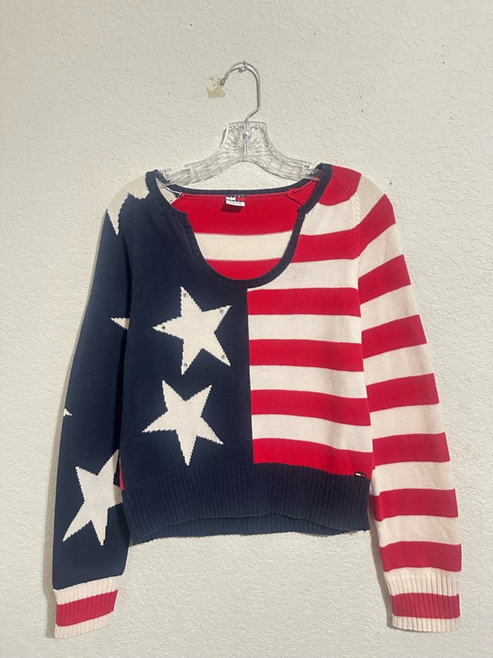 Tommy Hilfiger Jeans  Stars & Stripes Crewneck Knit Vintage Sweater Large